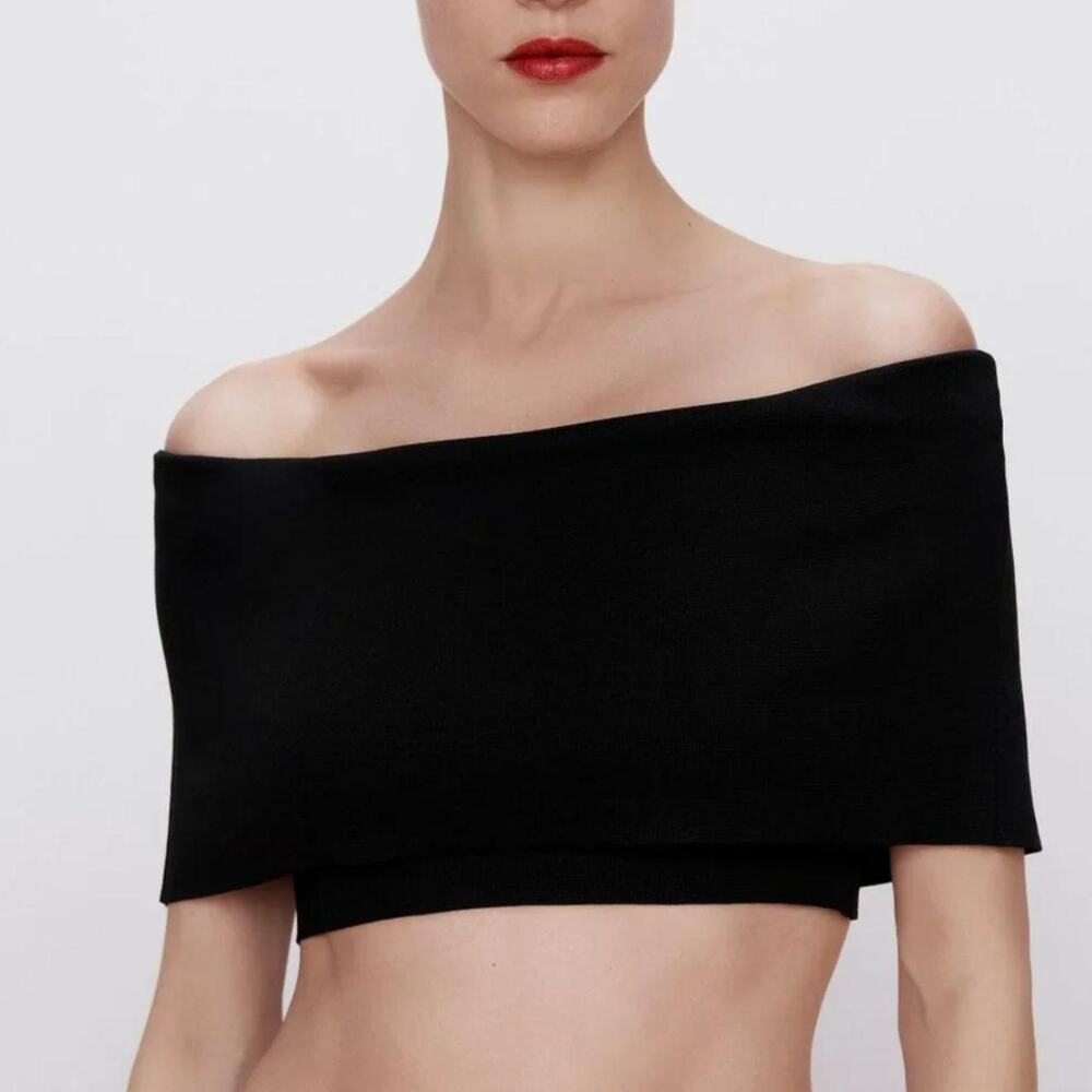 Zara off shoulder knit black